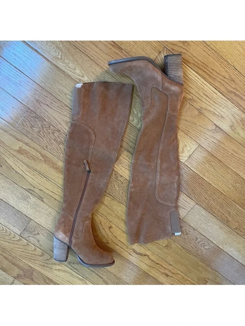 Kelsi Dagger Brooklyn Logan over-the-knee boot in brown chestnut suede Sz 6.5